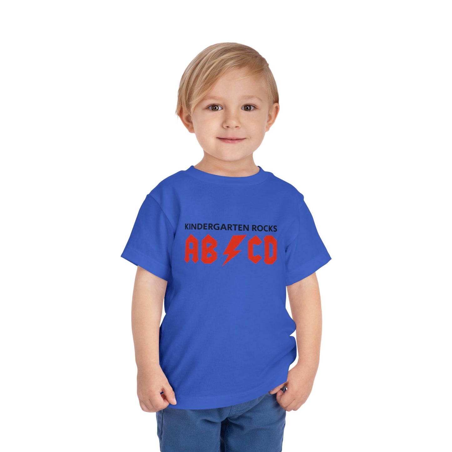 Kindergarten Rocks Toddler Tee – 'AB/CD' Lightning Alphabet Shirt