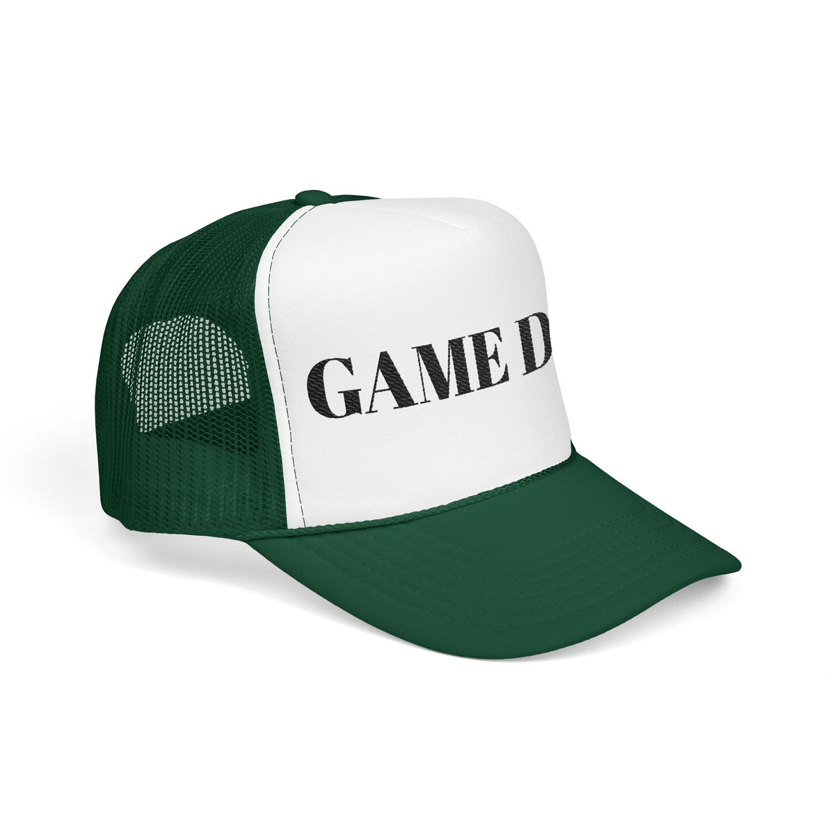 Game Day Trucker Hat — Vintage Stencil Foam Cap for Sports Fans