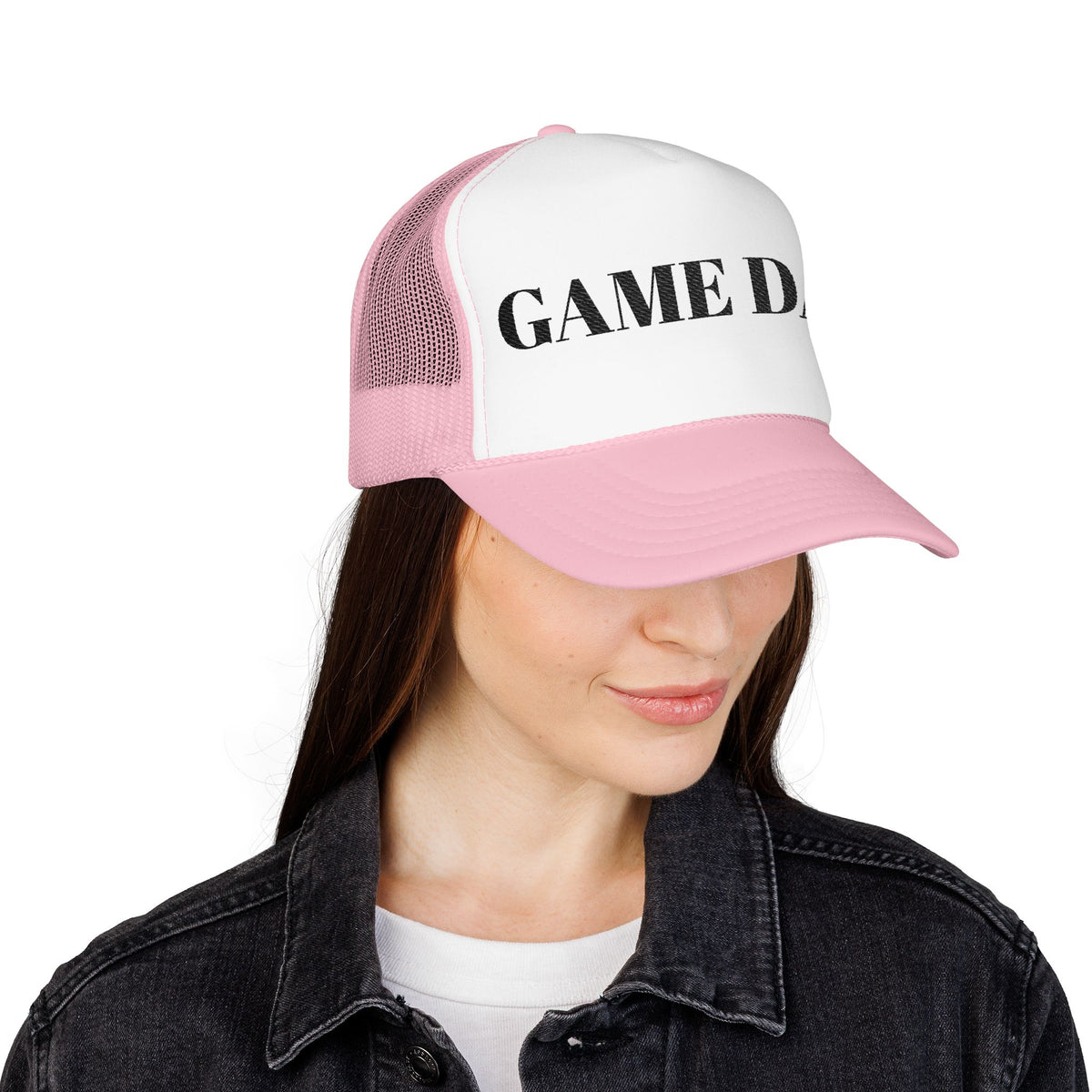 Game Day Trucker Hat — Vintage Stencil Foam Cap for Sports Fans