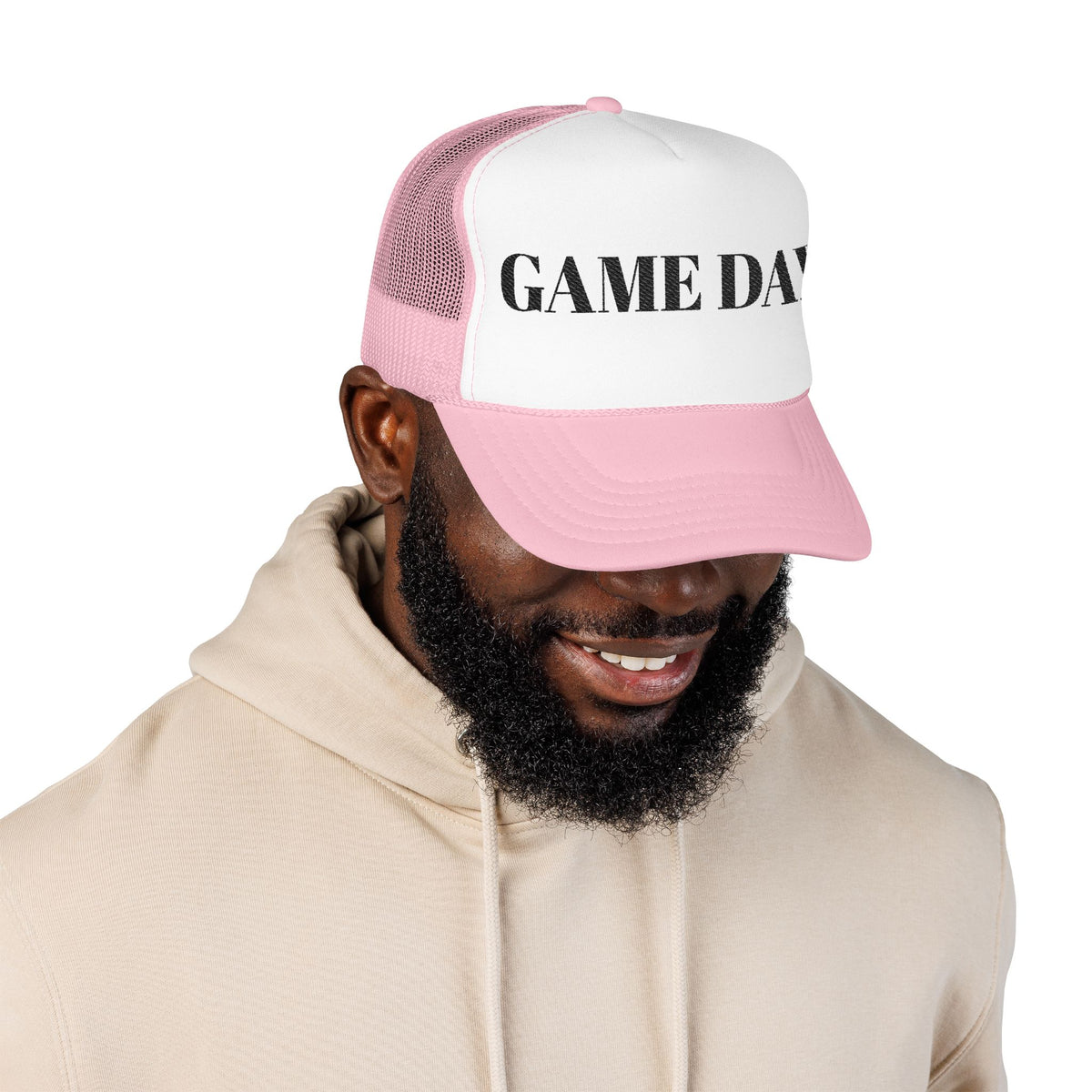Game Day Trucker Hat — Vintage Stencil Foam Cap for Sports Fans