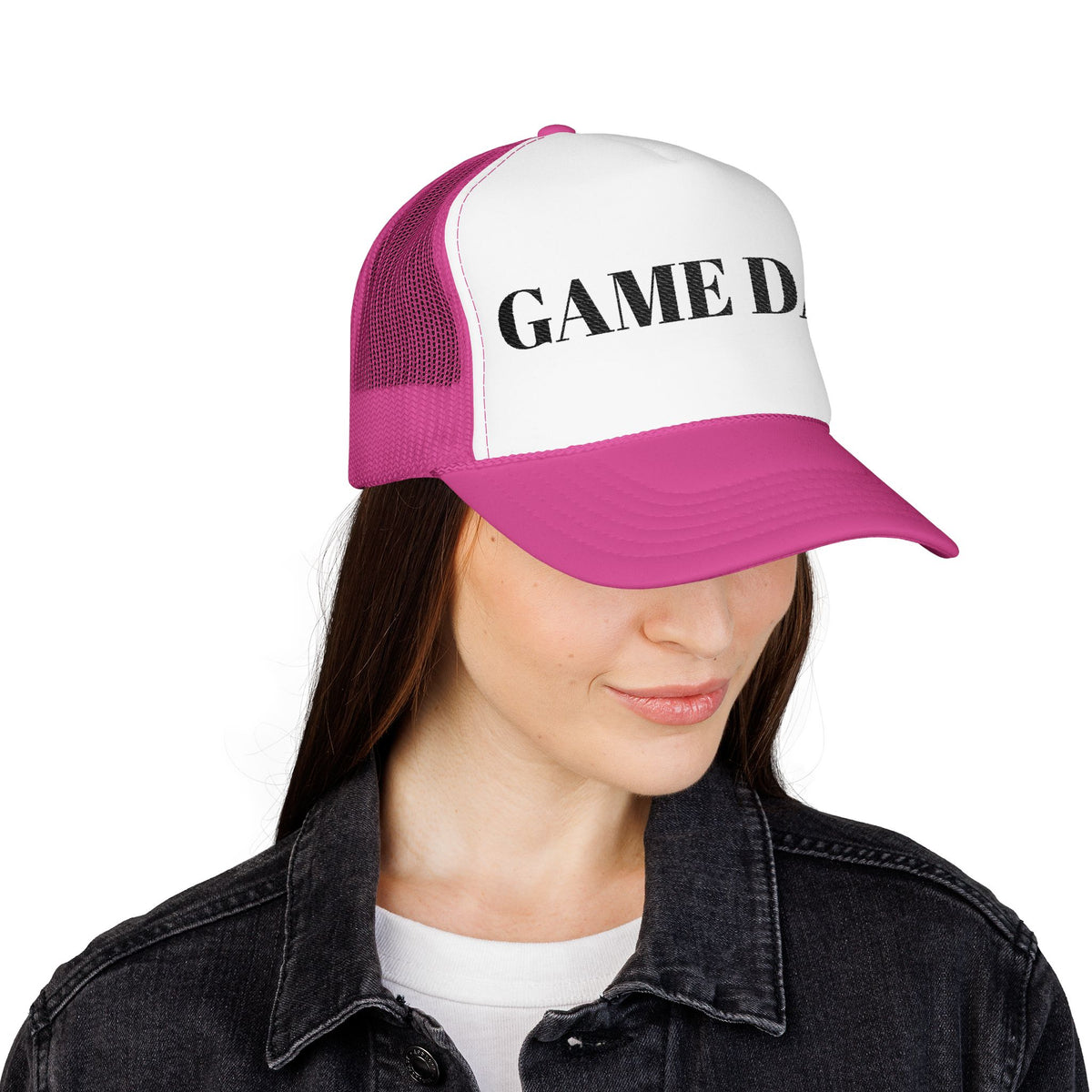 Game Day Trucker Hat — Vintage Stencil Foam Cap for Sports Fans