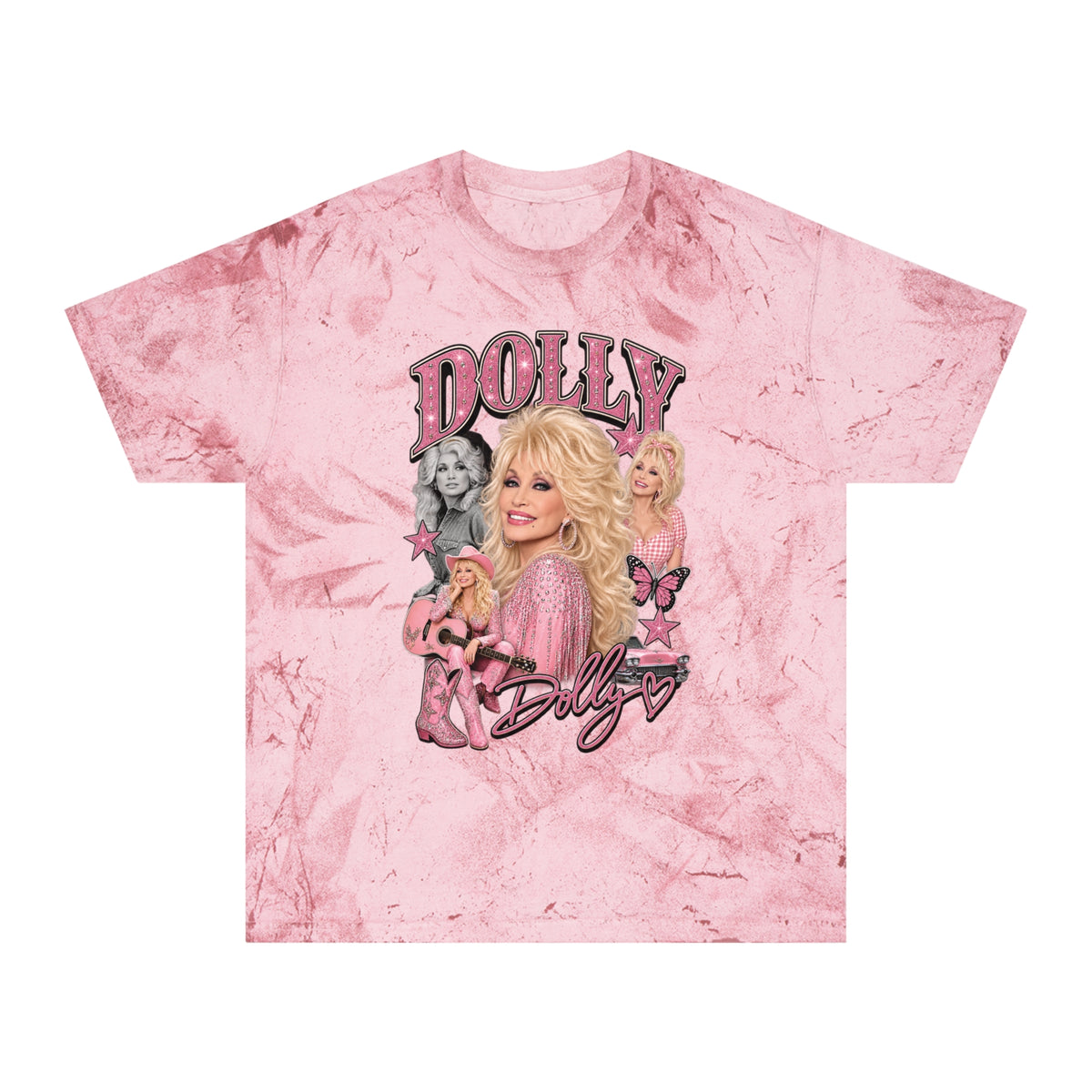 Retro Glam Portrait T-Shirt — 'Dolly' Pink Vintage Graphic Tee