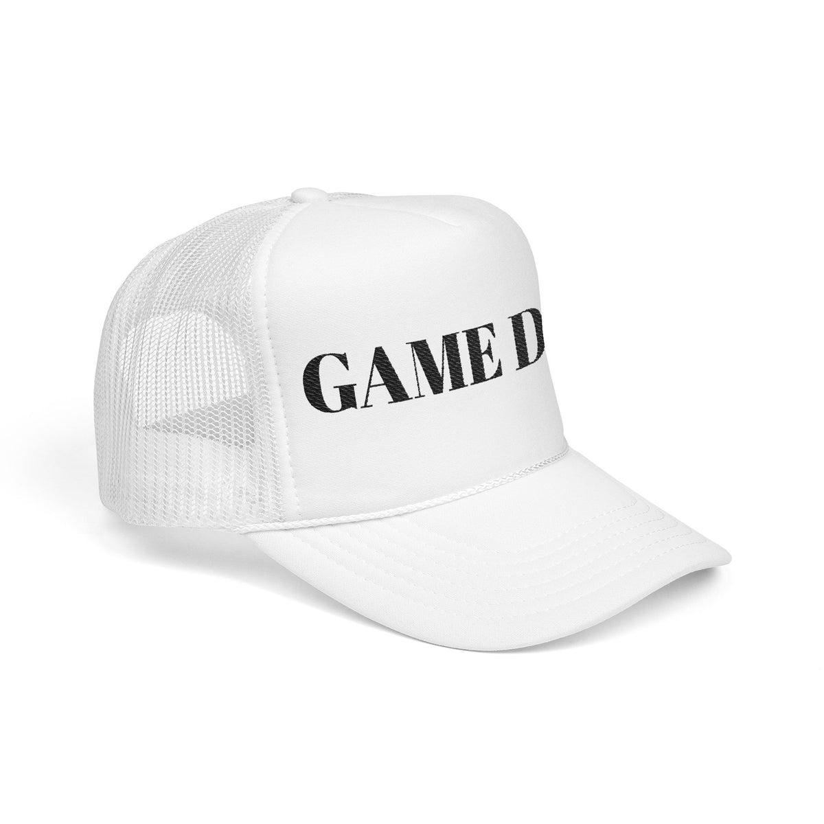 Game Day Trucker Hat — Vintage Stencil Foam Cap for Sports Fans