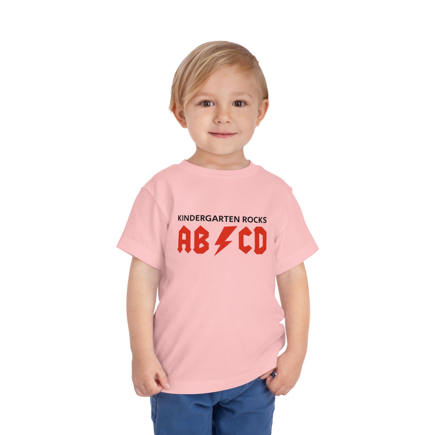 Kindergarten Rocks Toddler Tee – 'AB/CD' Lightning Alphabet Shirt