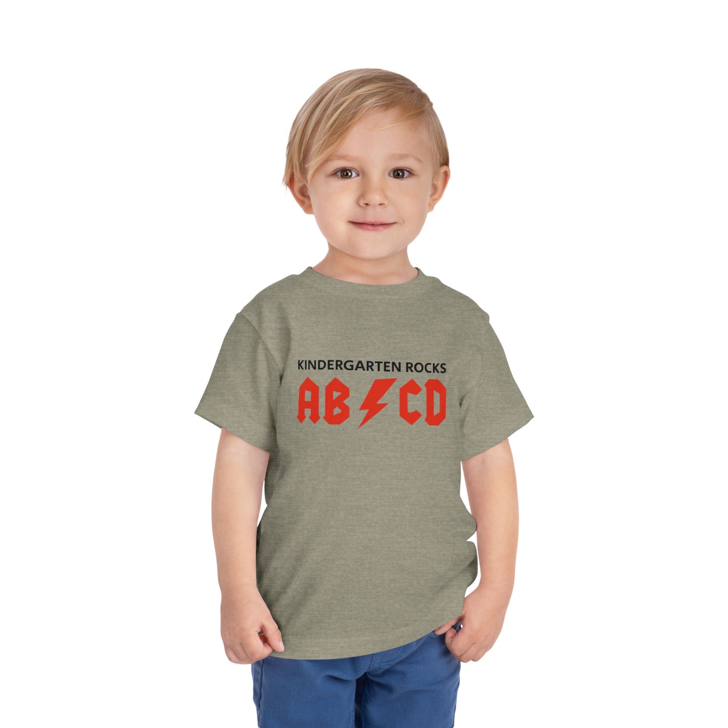 Kindergarten Rocks Toddler Tee – 'AB/CD' Lightning Alphabet Shirt