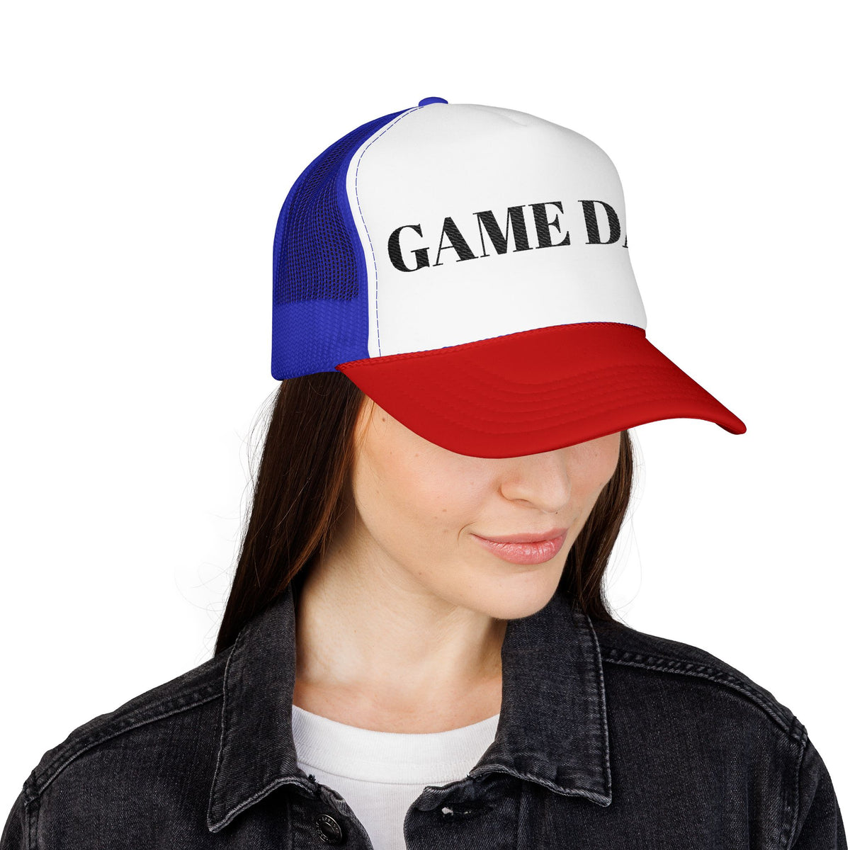 Game Day Trucker Hat — Vintage Stencil Foam Cap for Sports Fans
