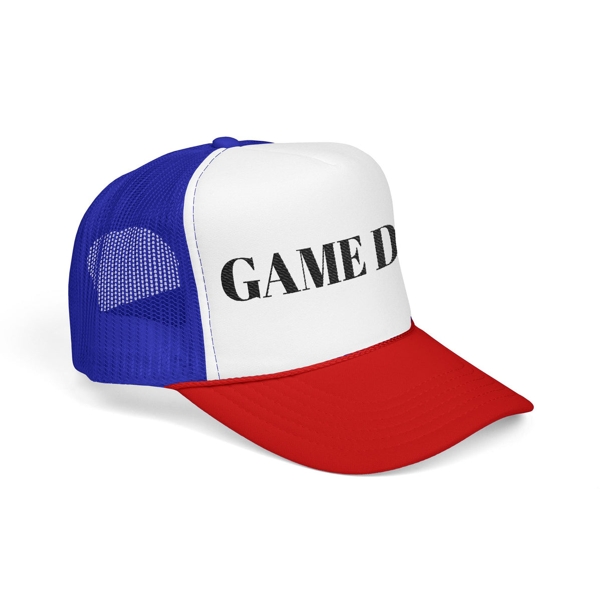 Game Day Trucker Hat — Vintage Stencil Foam Cap for Sports Fans