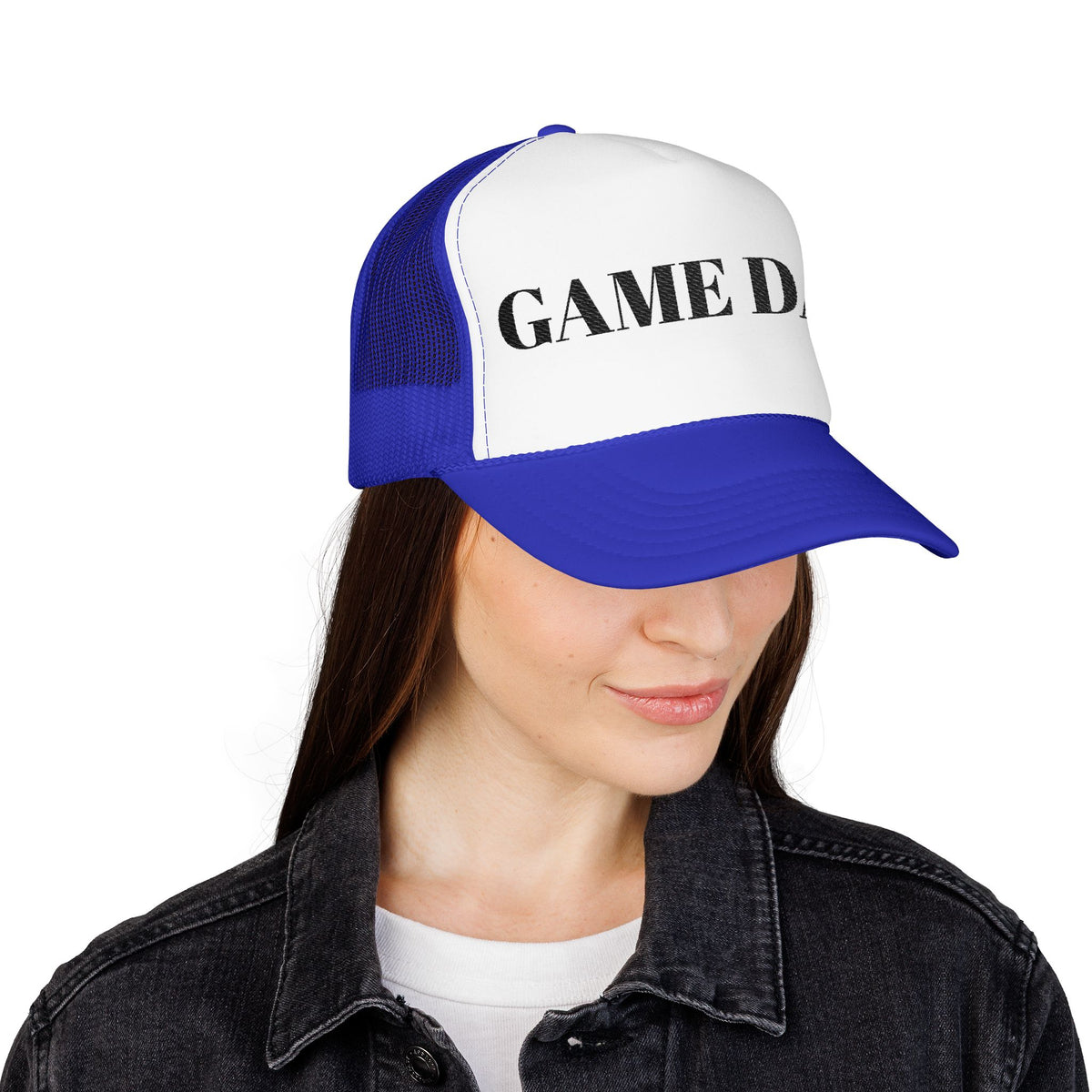 Game Day Trucker Hat — Vintage Stencil Foam Cap for Sports Fans