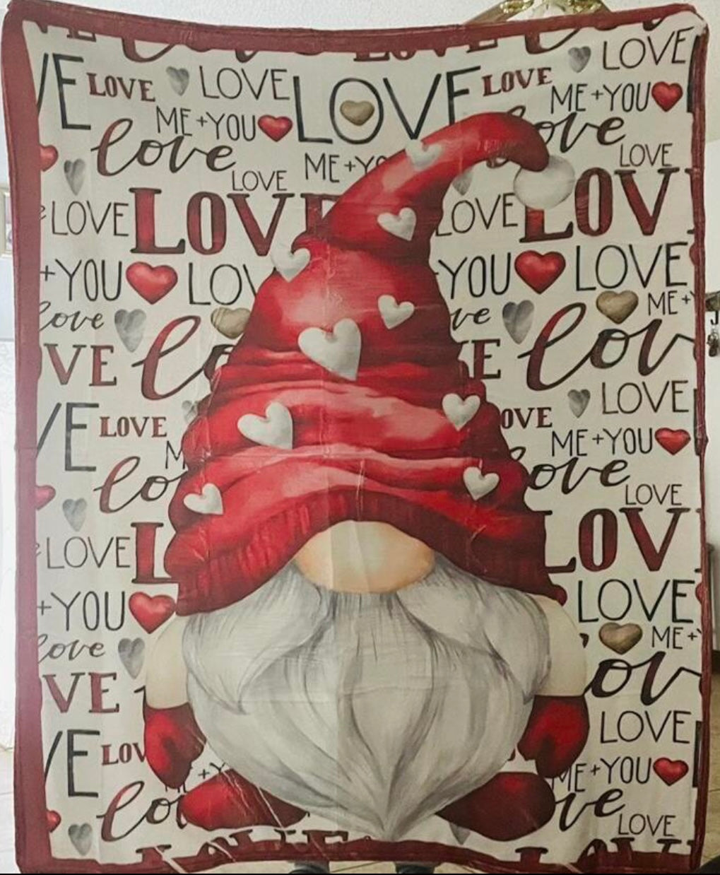 Valentines Day Gnome Blanket