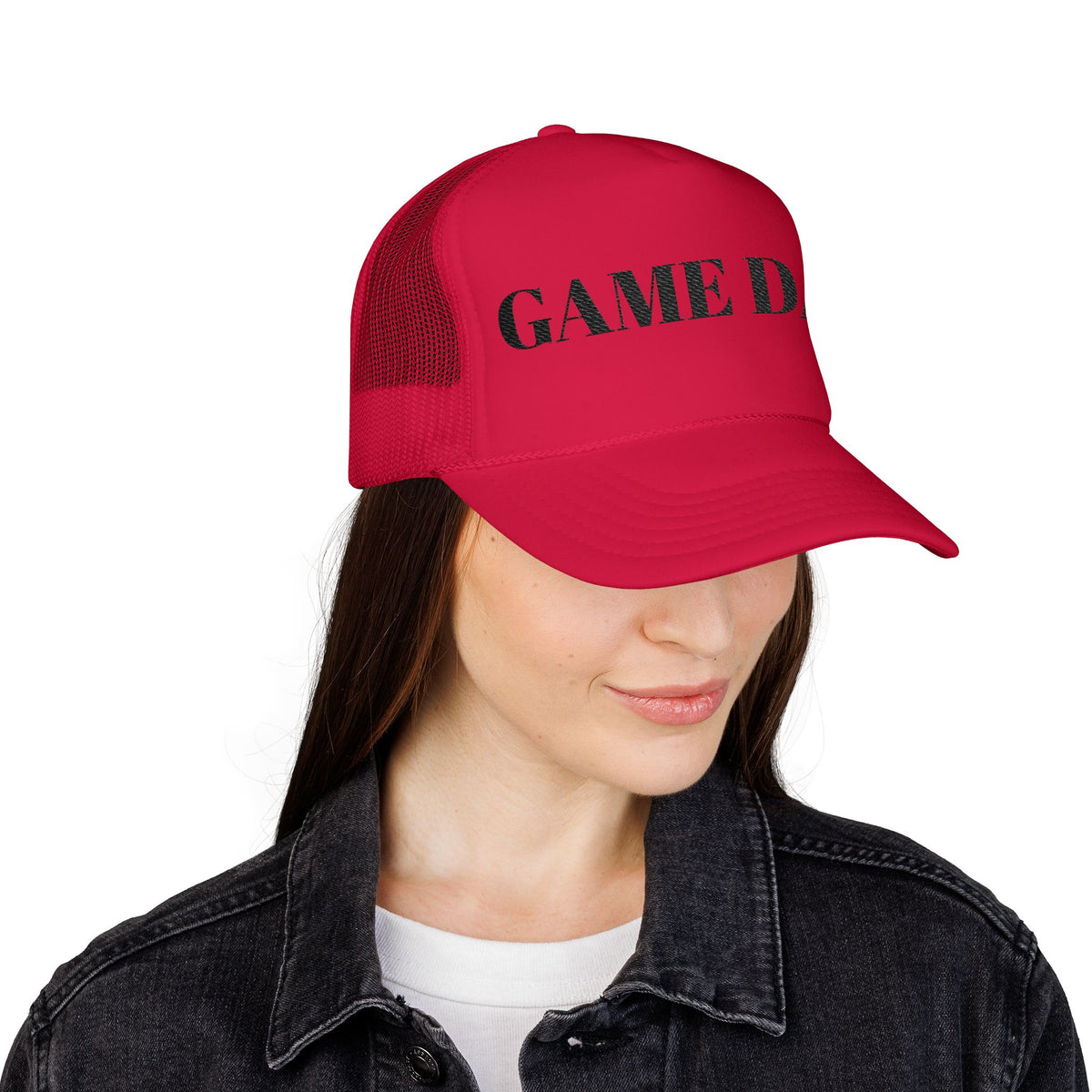 Game Day Trucker Hat — Vintage Stencil Foam Cap for Sports Fans