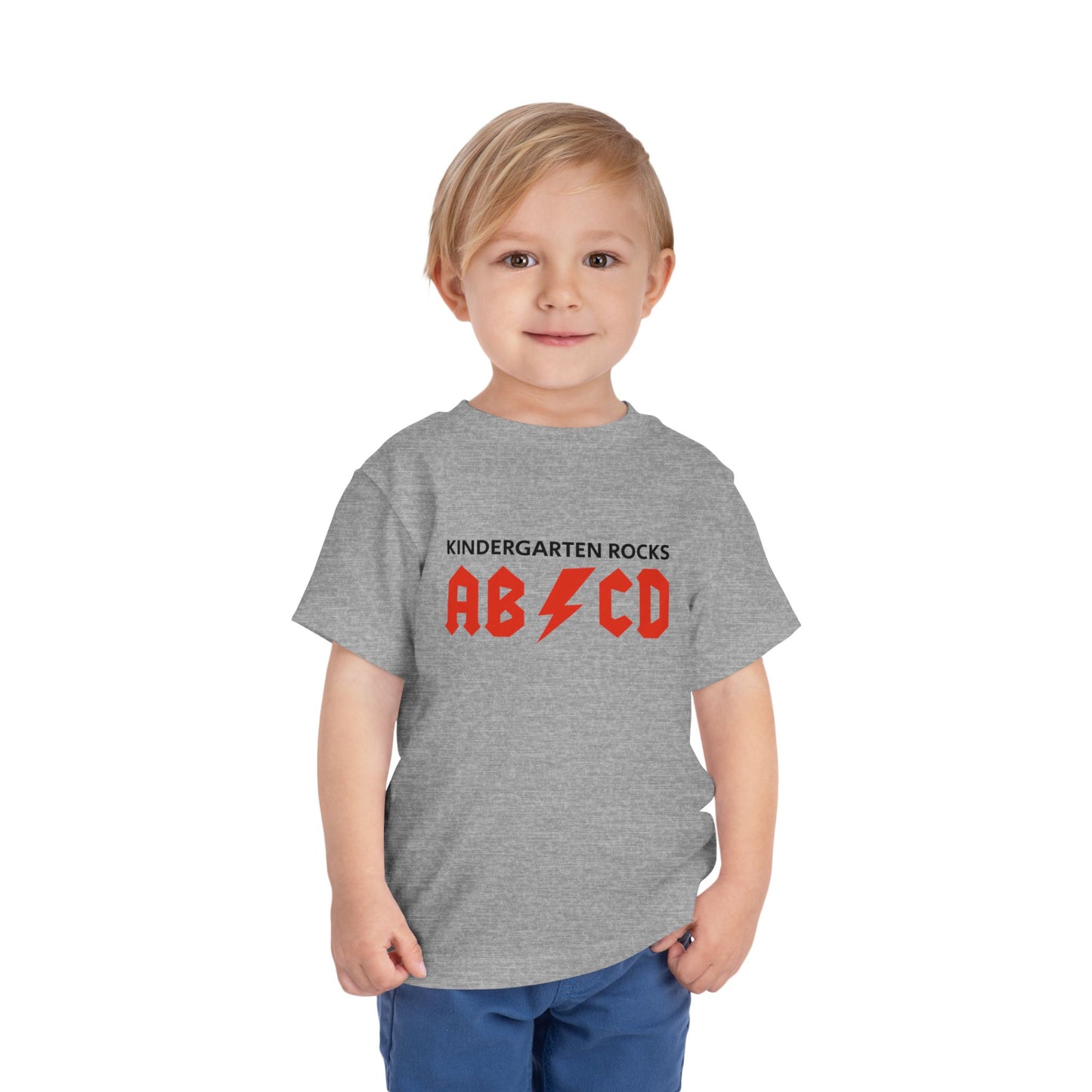 Kindergarten Rocks Toddler Tee – 'AB/CD' Lightning Alphabet Shirt