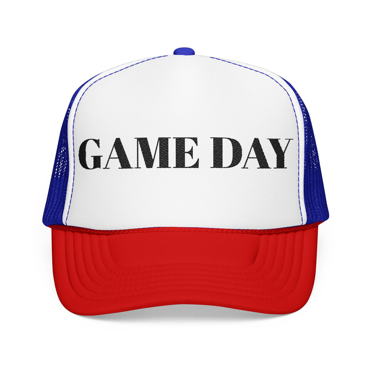 Game Day Trucker Hat — Vintage Stencil Foam Cap for Sports Fans