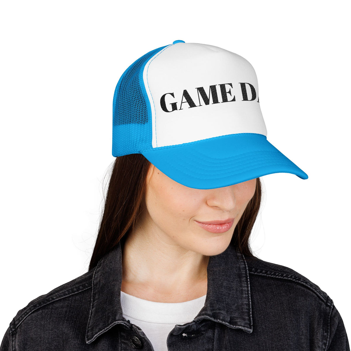 Game Day Trucker Hat — Vintage Stencil Foam Cap for Sports Fans