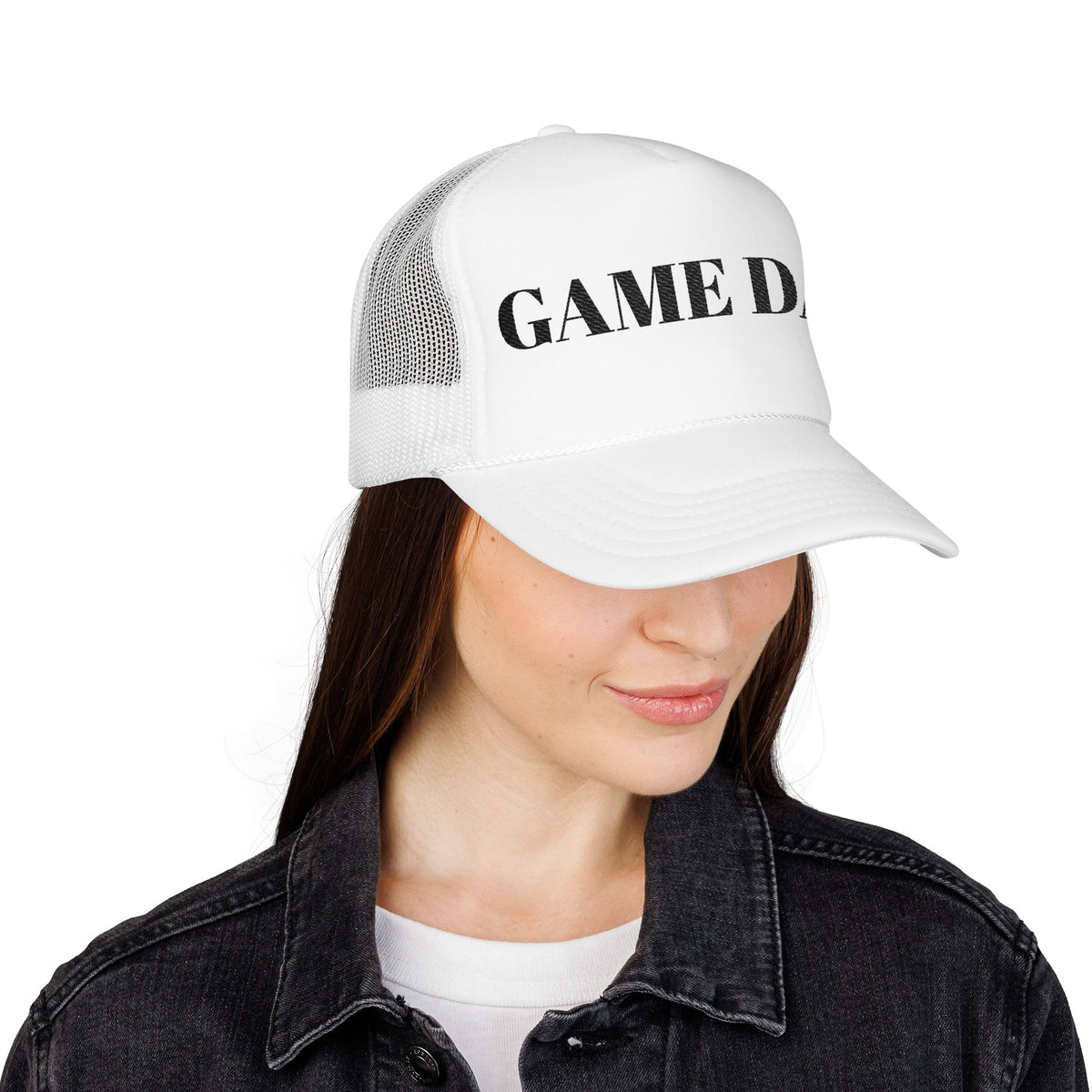 Game Day Trucker Hat — Vintage Stencil Foam Cap for Sports Fans