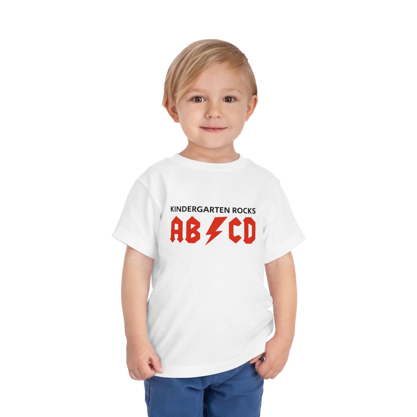 Kindergarten Rocks Toddler Tee – 'AB/CD' Lightning Alphabet Shirt