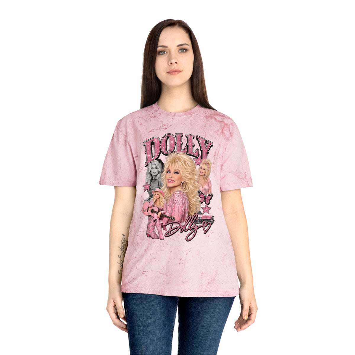 Retro Glam Portrait T-Shirt — 'Dolly' Pink Vintage Graphic Tee