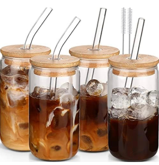 Drinking Glass with Bamboo Lid