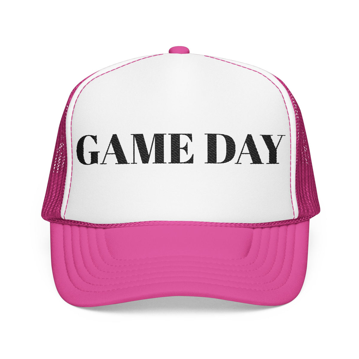 Game Day Trucker Hat — Vintage Stencil Foam Cap for Sports Fans