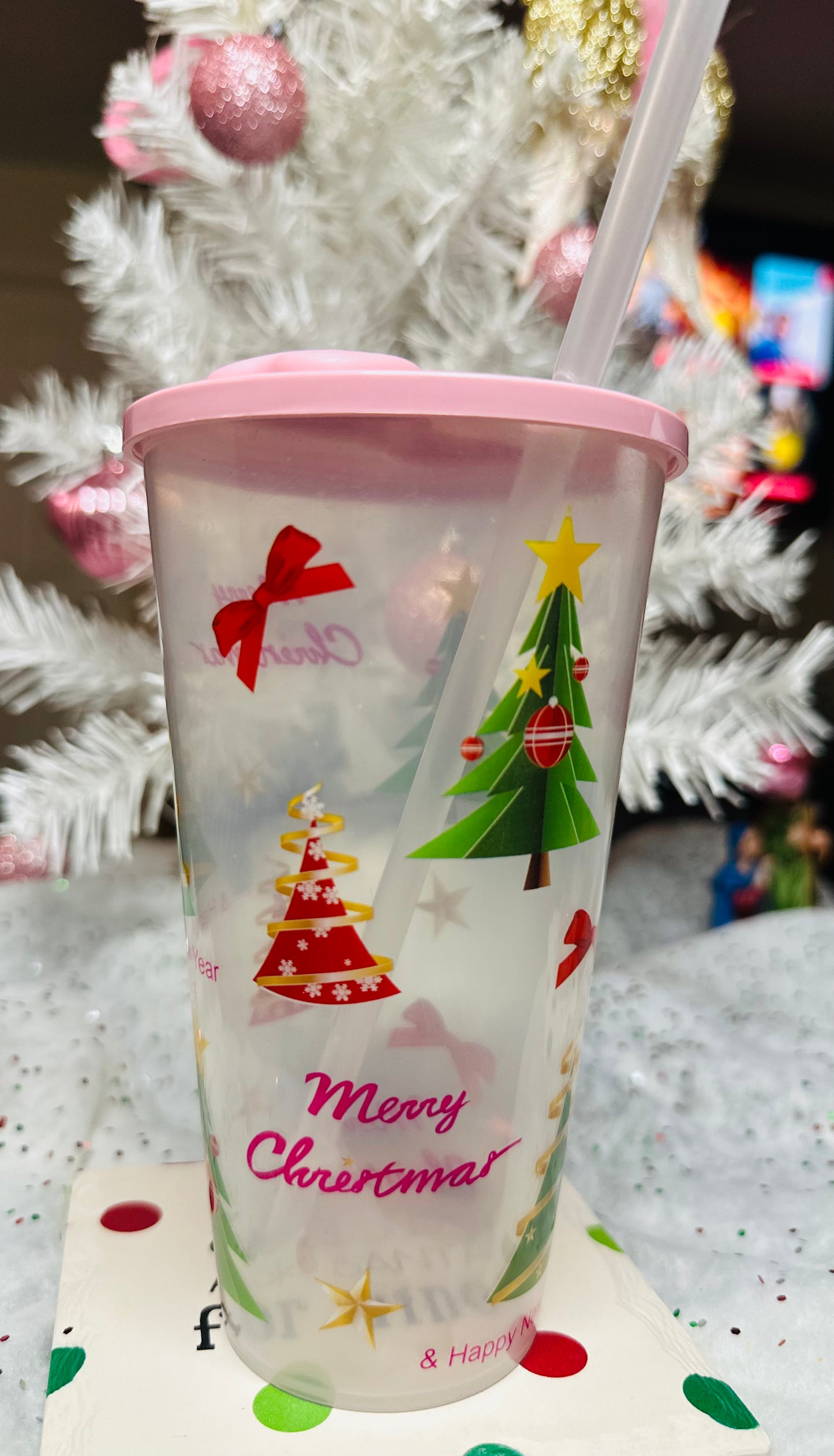 Holiday Cup with Lid & Straw