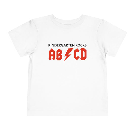 Kindergarten Rocks Toddler Tee – 'AB/CD' Lightning Alphabet Shirt