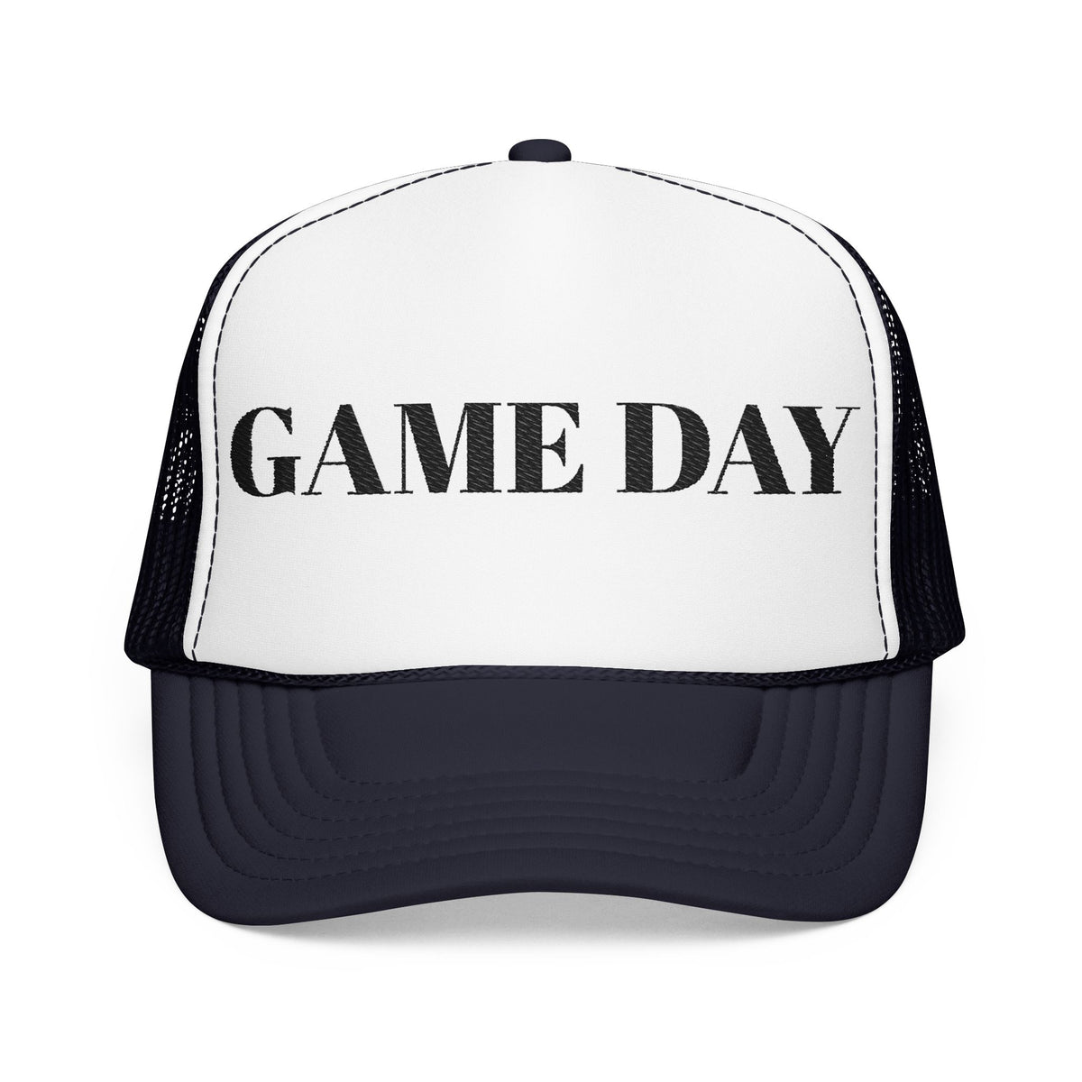 Game Day Trucker Hat — Vintage Stencil Foam Cap for Sports Fans