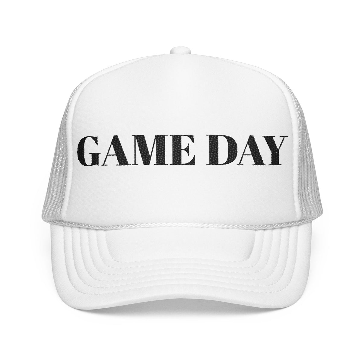 Game Day Trucker Hat — Vintage Stencil Foam Cap for Sports Fans