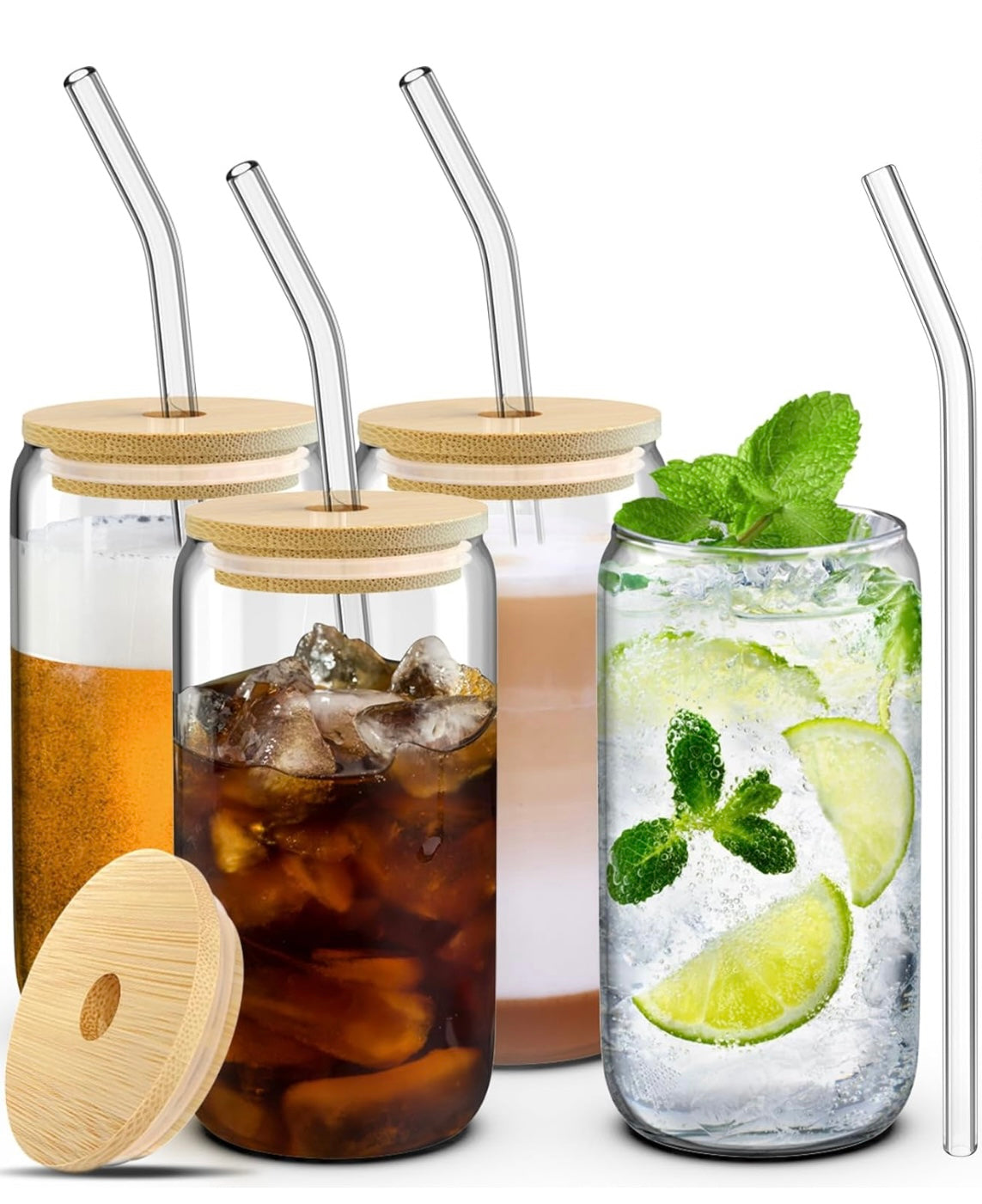 Drinking Glass with Bamboo Lid