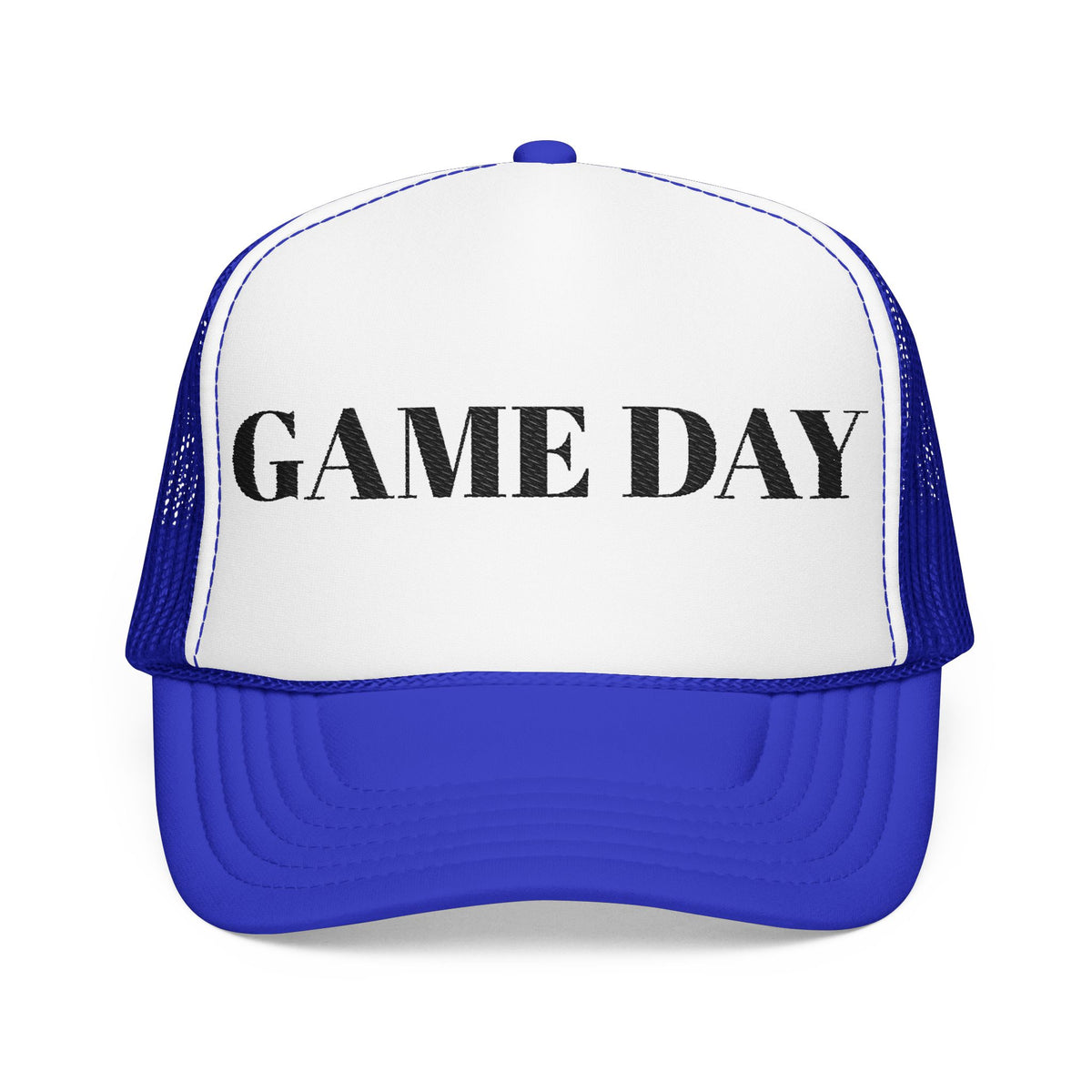 Game Day Trucker Hat — Vintage Stencil Foam Cap for Sports Fans