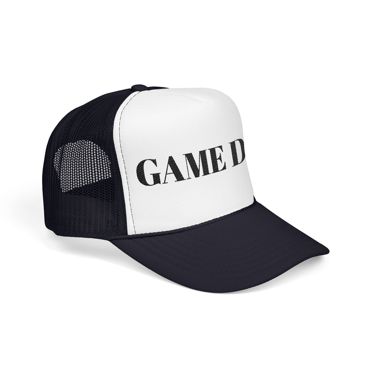 Game Day Trucker Hat — Vintage Stencil Foam Cap for Sports Fans