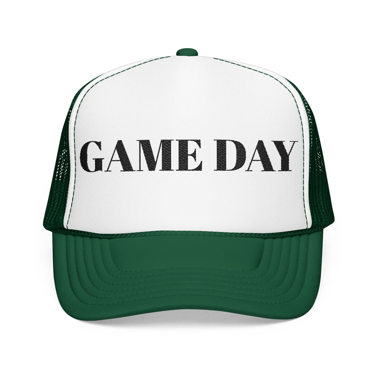 Game Day Trucker Hat — Vintage Stencil Foam Cap for Sports Fans
