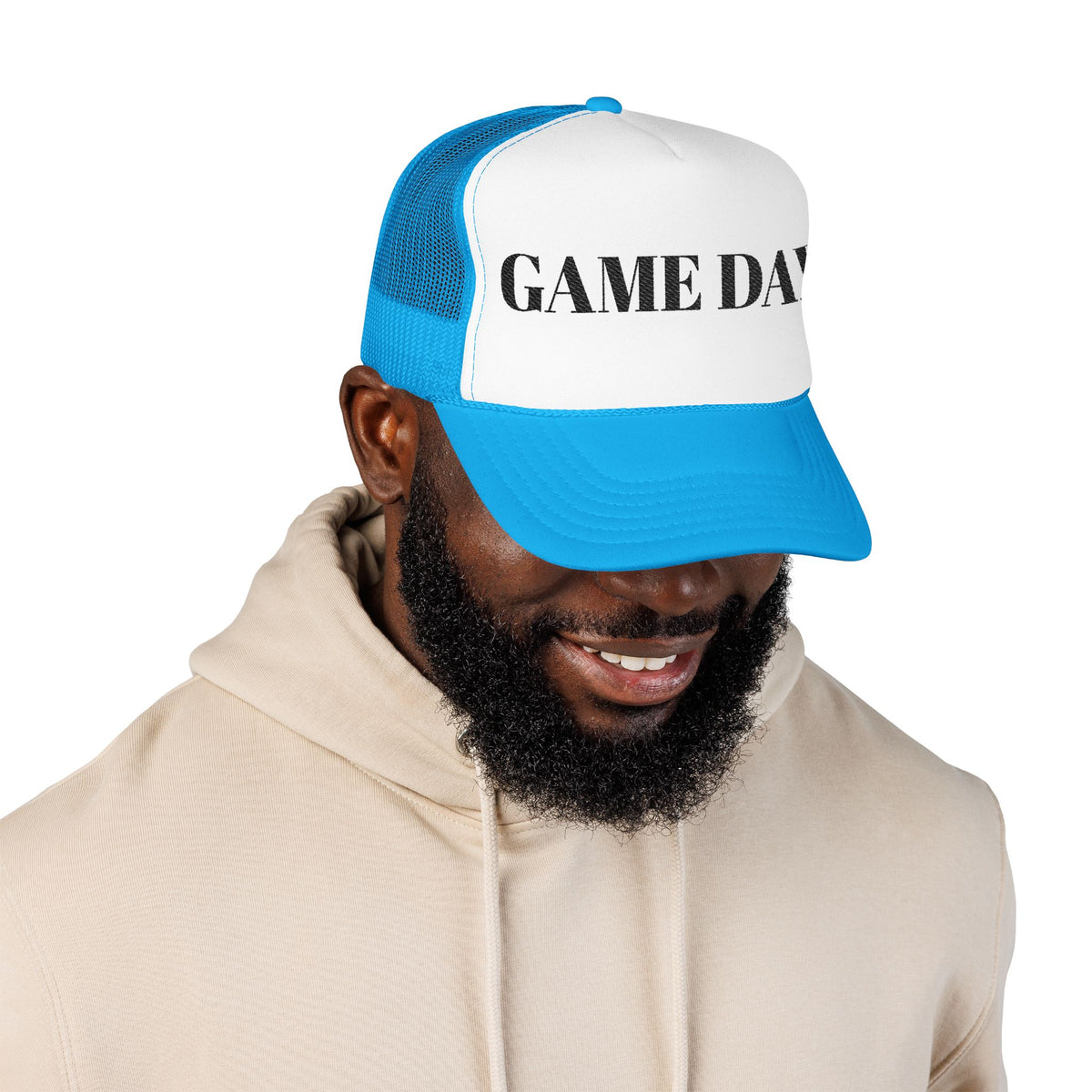 Game Day Trucker Hat — Vintage Stencil Foam Cap for Sports Fans