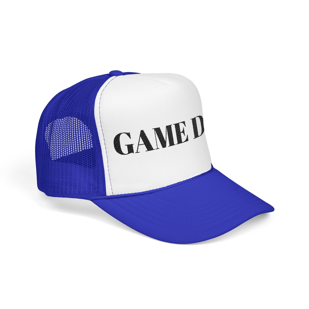 Game Day Trucker Hat — Vintage Stencil Foam Cap for Sports Fans
