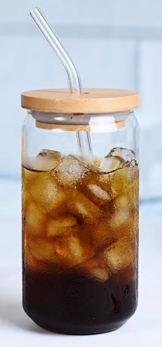 Drinking Glass with Bamboo Lid