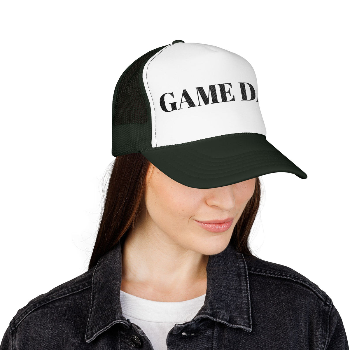 Game Day Trucker Hat — Vintage Stencil Foam Cap for Sports Fans