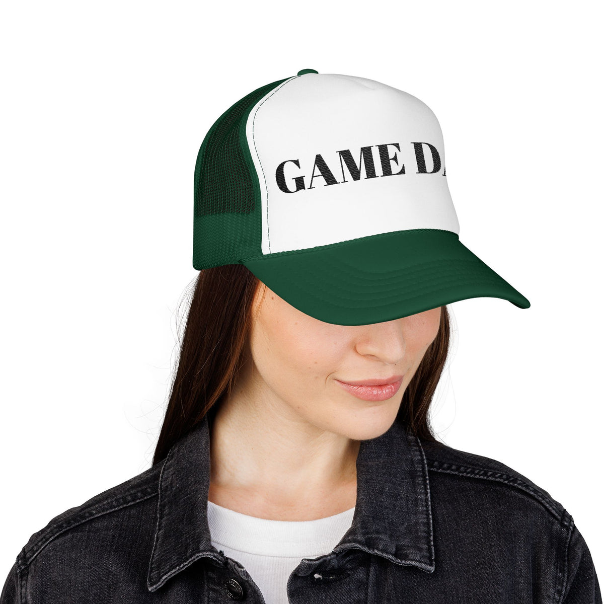 Game Day Trucker Hat — Vintage Stencil Foam Cap for Sports Fans