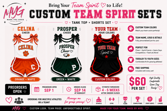 Cheer/Team Spirit Sets ** Custom Pre- Order**